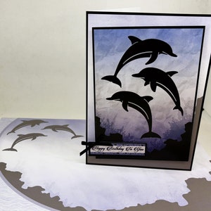 Carte dauphin - carte d'anniversaire faite main avec image de dauphin, carte sous la mer, joyeux anniversaire, carte de femme, carte d'enfant, personnalisée
