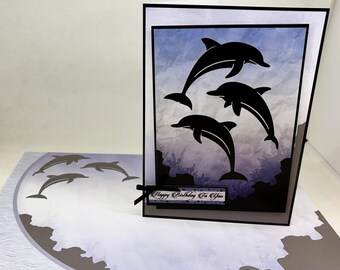 Dolphin Birthday Card | Handmade Dolphin Card | Dolphin Lover Birthday Card | Ocean Animal Card | One of a Kind 5 x 7 Card
