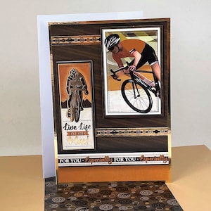 Vivez votre vie au maximum ! - carte de voeux faite main avec des images de cyclistes, spécialement pour vous, carte d'anniversaire pour homme, carte de cyclisme, code : MB55