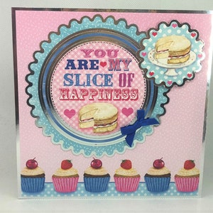 Carte d'anniversaire - carte faite main avec des images de gâteau et de cupcake, carte d'anniversaire, ma tranche de bonheur, carte d'amour, carte de mari et femme