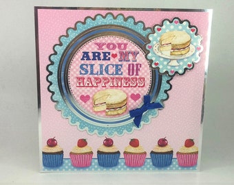 Handmade Love Card | Slice of Happiness Card | Romantic Card for Partner | Husband Wife Boyfriend Girlfriend | Personalised 7 x 7 Card
