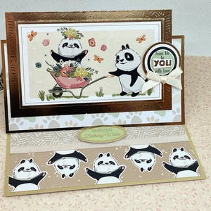 De moi à vous avec amour - Carte panda faite main pour anniversaire de femme, voeux d'anniversaire, carte chevalet, carte 3D, carte personnalisée