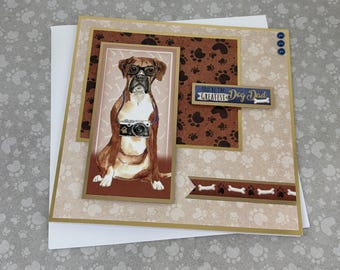 Handmade Boxer Dog Dad Card | Greatest Dog Dad Card | Dog Lover Card | Boxer Dog Card | Personalised 6 x 6 Card
