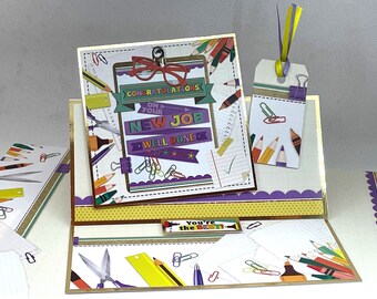 New Job Card - handmade congratulations card, well done card, promotion card, you're the best. Easel Card, 3D card, personalised card