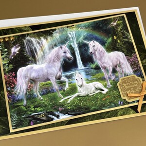J'espère que votre anniversaire sera magique - Carte de voeux faite main avec image de licorne, carte fantaisie, carte pour enfants, anniversaire de filles