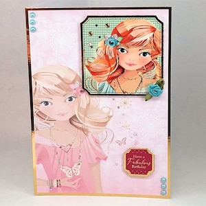 Passez un fabuleux anniversaire - carte de voeux faite main pour une fille ou une adolescente, jolie carte pour fille, bijoux et accessoires pour cheveux, Code : KT07