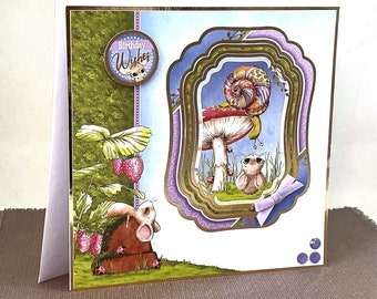 Cute Mouse Birthday Card | Handmade Birthday Card | Personalised Birthday Card | One of a Kind 7 x 7 Card