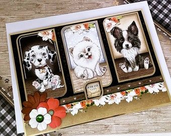 Someone Very Special - Handmade Greetings Card with cute puppy images. Dog Owner's card. Puppies birthday card, dog card