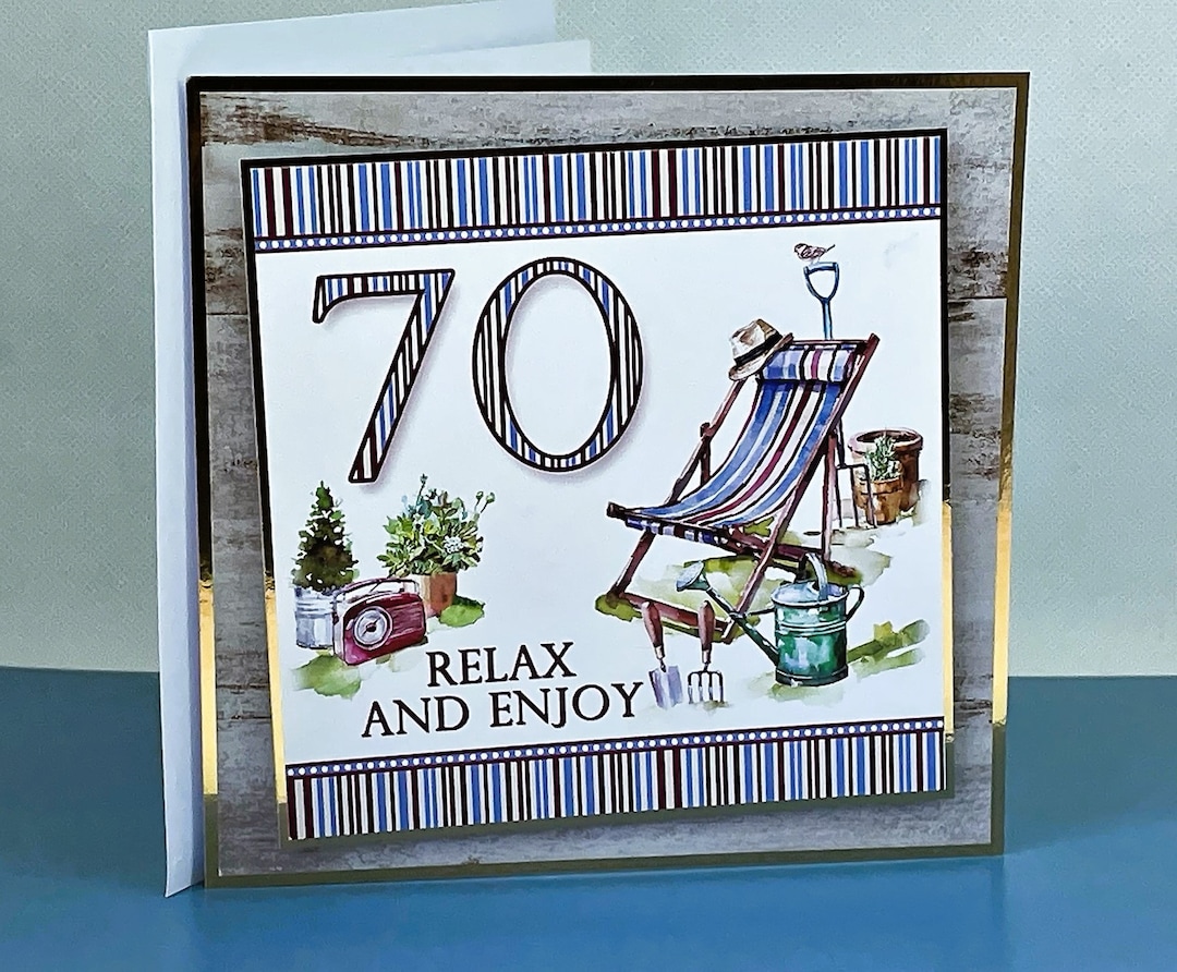 70th Birthday Card - Handmade Greetings Card for Male 70th Birthday ...