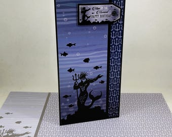 Mens Birthday Card | Underwater Birthday Card | Handmade Male Birthday Card | Ocean Themed Card | One of a Kind 4 x 8 Card