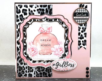 New Job Card | Good Luck in Your New Job Card | Girl Boss Card | Handmade Congratulations Card | One of a Kind 7 x 7 Card