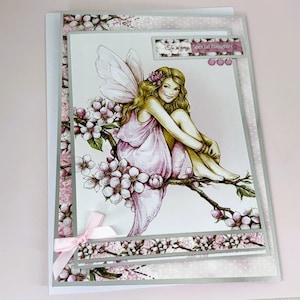 À une fille spéciale - Carte de voeux faite main avec image de fée, carte de jolies filles, carte de filles plus âgées, carte d'anniversaire rose