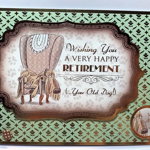 Bonne retraite, vieux chien ! - carte de départ en retraite, carte de voeux, carte faite main, carte de chien, carte de départ, collègue, Code : RT03