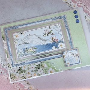 Hello Little One - Carte de voeux faite main pour un nouveau bébé, carte de félicitations, baby shower, bébé garçon, petite fille. Code : NB10