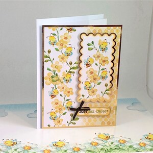 Juste à cause des abeilles ! - Carte de voeux faite main avec de jolies images d'abeilles et de fleurs. Tout simplement parce que, en pensant à vous, la carte de rétablissement. Référence : GW01