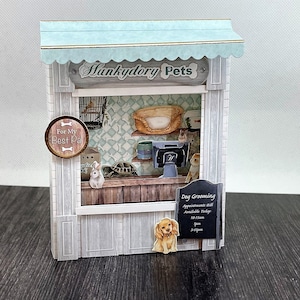 Carte 3D pour animalerie - Carte de voeux faite main en forme d'animalerie. Carte d'anniversaire de meilleur ami. Carte animalière. Carte de propriétaire de chien, de propriétaire de chat