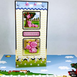 Dépêchez-vous lors de votre journée spéciale ! - Carte de voeux faite main avec de jolies images de cour de ferme, carte d'anniversaire d'enfant, carte de cochon, carte personnalisée