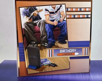 Birthday Loading - Handmade greetings card with gaming theme, male or teenage birthday card, personalised card, gamer card