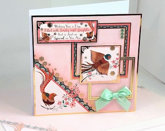 Someone Special Card | Handmade Bird Greeting Card | Luxury 7 x 7 Card | Pheasant Card | One of a Kind Handmade Card