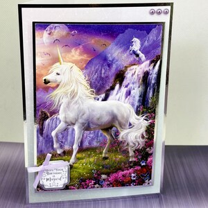 J'espère que votre anniversaire sera magique - Carte de voeux faite main avec image de licorne, carte fantaisie, carte pour enfants, anniversaire de filles