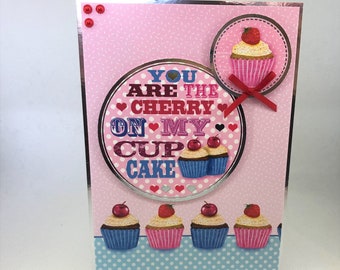 Cupcake Birthday Card | Cherry on My Cupcake Card | Personalised Birthday Card | Handmade 5 x 7 Card