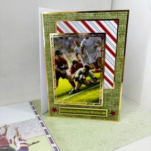 Carte d'anniversaire rugby - Carte de voeux faite main pour l'anniversaire d'un homme, carte de joueur de rugby, carte de sport, frère, oncle, père, fils