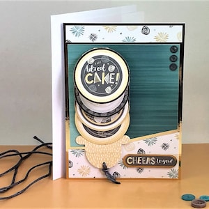 Bravo à vous ! - Carte de voeux mécanique faite main pour un anniversaire, un mariage ou des félicitations. Carte 3D « cascade » mobile et coulissante. CODE : WF01