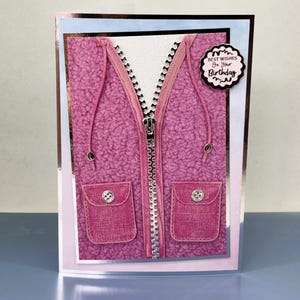 Meilleurs voeux pour votre anniversaire - Sweat à capuche zippé carte de voeux pour l'anniversaire d'une fille, carte pour enfants, carte d'anniversaire d'adolescent, carte de mode,