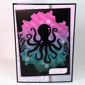 Octopus - handmade greetings card for ladies or girl's birthday, just for you on your birthday, sea life card, under the sea, Code: LB16