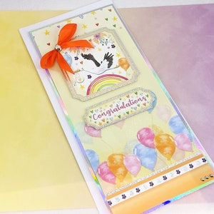 Félicitations - Carte de voeux faite main pour un nouveau bébé, carte de bébé unisexe non sexiste, carte de baby shower, Code : NB13