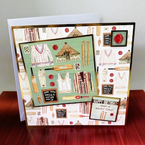 Passez un bon moment ! - Carte de voeux faite main pour l'anniversaire d'un homme, carte de cricket, carte de sport, mari, petit ami, frère, oncle, père
