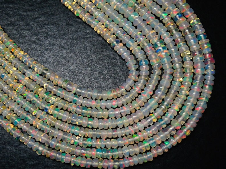 Ethiopian Opal Beads Cb#724 16 Inches Long Strand 3 mm to 5.5 mm Size Smooth Roundel Beads Natural ETHIOPIAN OPAL