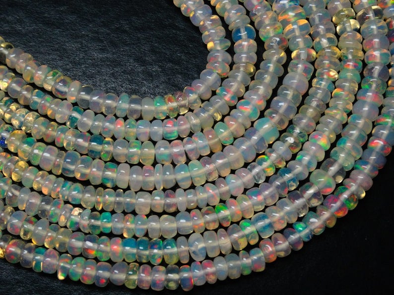 Ethiopian Opal Beads Cb#724 16 Inches Long Strand 3 mm to 5.5 mm Size Smooth Roundel Beads Natural ETHIOPIAN OPAL