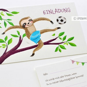 Einladungen zum Kindergeburtstag "Fußball", Text-Vordruck auf der Rückseite