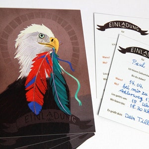 Adler birthday invitations, postcards with pre-printed text on the back, small spelling mistake on the back image 1