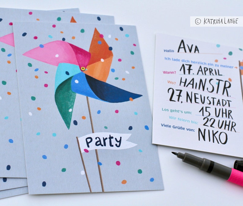 PARTY invitations, pre-printed text on the back image 1