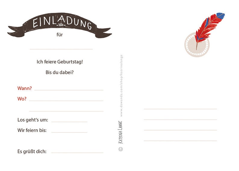 Adler birthday invitations, postcards with pre-printed text on the back, small spelling mistake on the back image 3