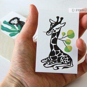 Mini Grußkarten, 6 Motive, Naturkarton, illustrierte Klappkarten, Aufsteller, innen leer Bild 7