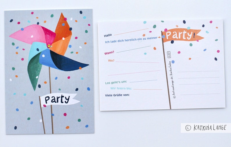 PARTY invitations, pre-printed text on the back image 2