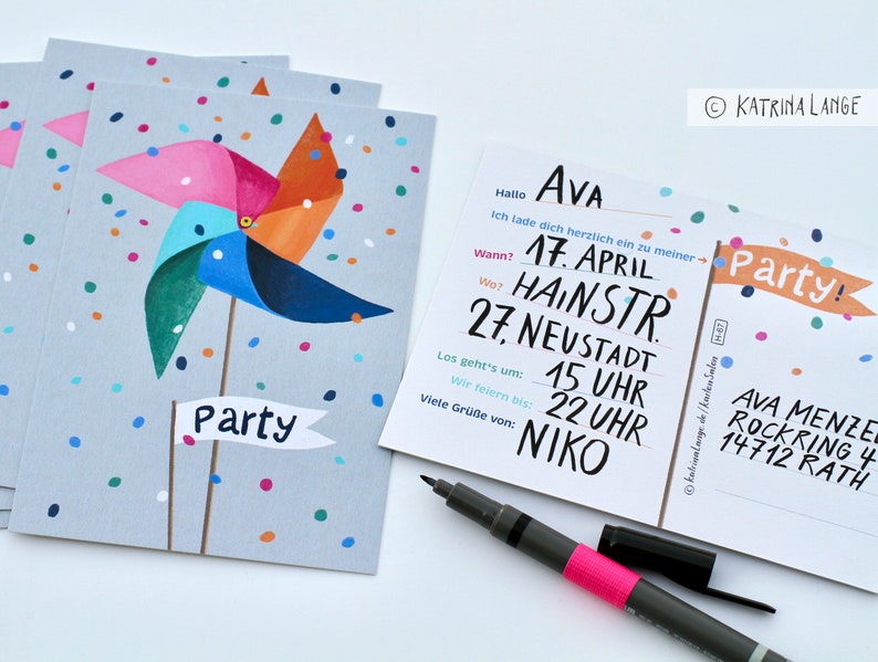 PARTY invitations, pre-printed text on the back image 3