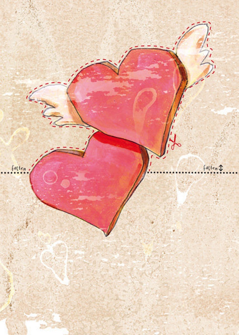 10 x Bastel-Postkarte Herzen Bild 1