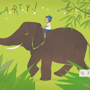 Invitations to children's birthday parties, elephant, form on the back image 2