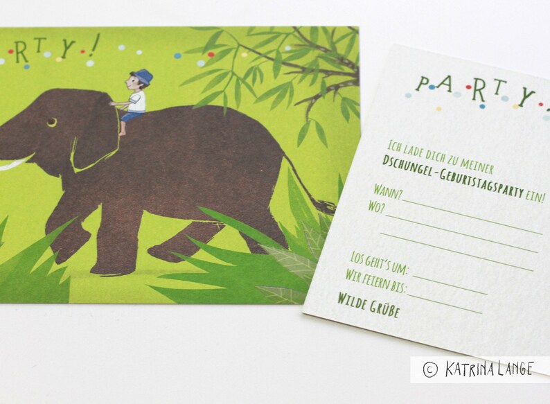 Invitations to children's birthday parties, elephant, form on the back image 4