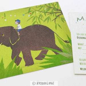 Invitations to children's birthday parties, elephant, form on the back image 1