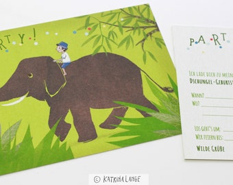 Invitations to children's birthday parties, "elephant", form on the back