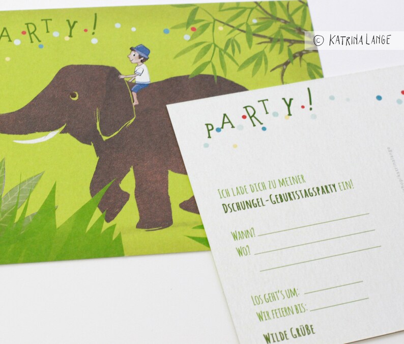 Invitations to children's birthday parties, elephant, form on the back image 5