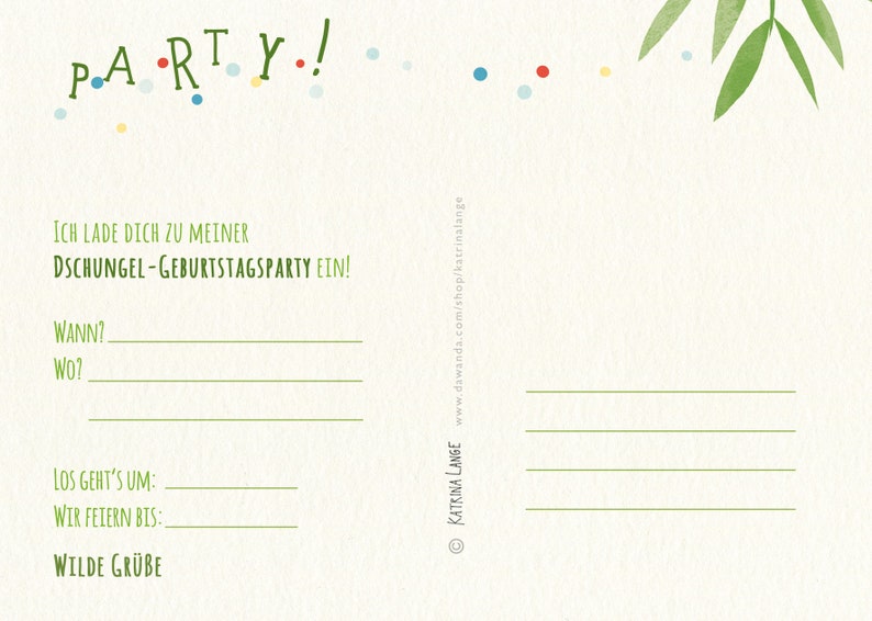 Invitations to children's birthday parties, elephant, form on the back image 3