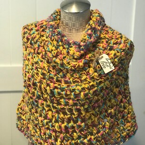 Crochet Yellow, Multi-Colored Poncho