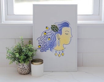 Vegetable Lady 11x17 Risograph Print