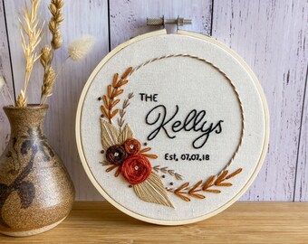 Customised Anniversary or Wedding Embroidery Hoop Pattern